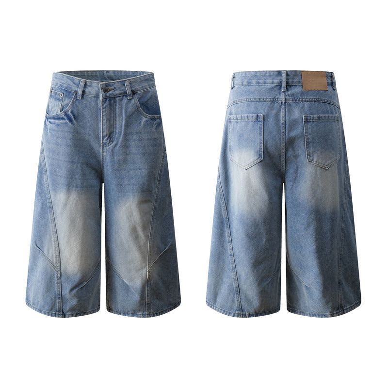 High-Waist Straight Loose Wide-Leg Denim Pants for Men and Women