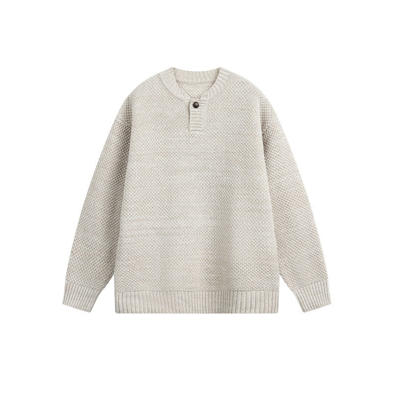 Long Sleeve Knit Sweater Unisex Japanese Retro Minimalist Loose Knitwear
