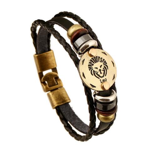 Bronze Alloy Buckles Zodiac Signs Bracelet