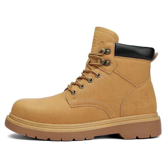 Work Security Black Boots Safety Shoe Classic Biker Ankle Footwear Non-slip Classic High Top Round Toe Wild Men