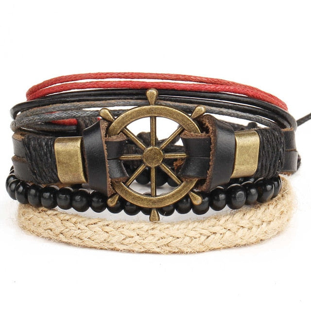 Punk Leather Bracelets - Adjustable