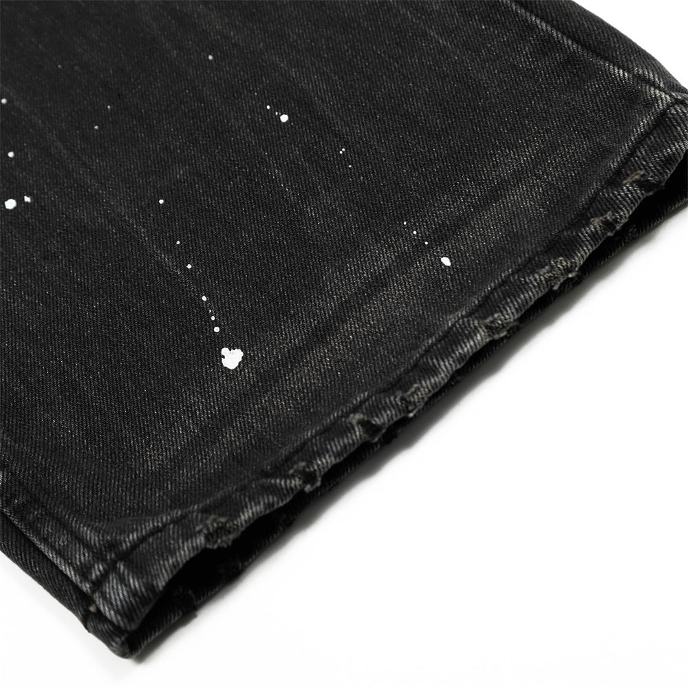 Men's Vintage Distressed Wide Leg Denim Trousers