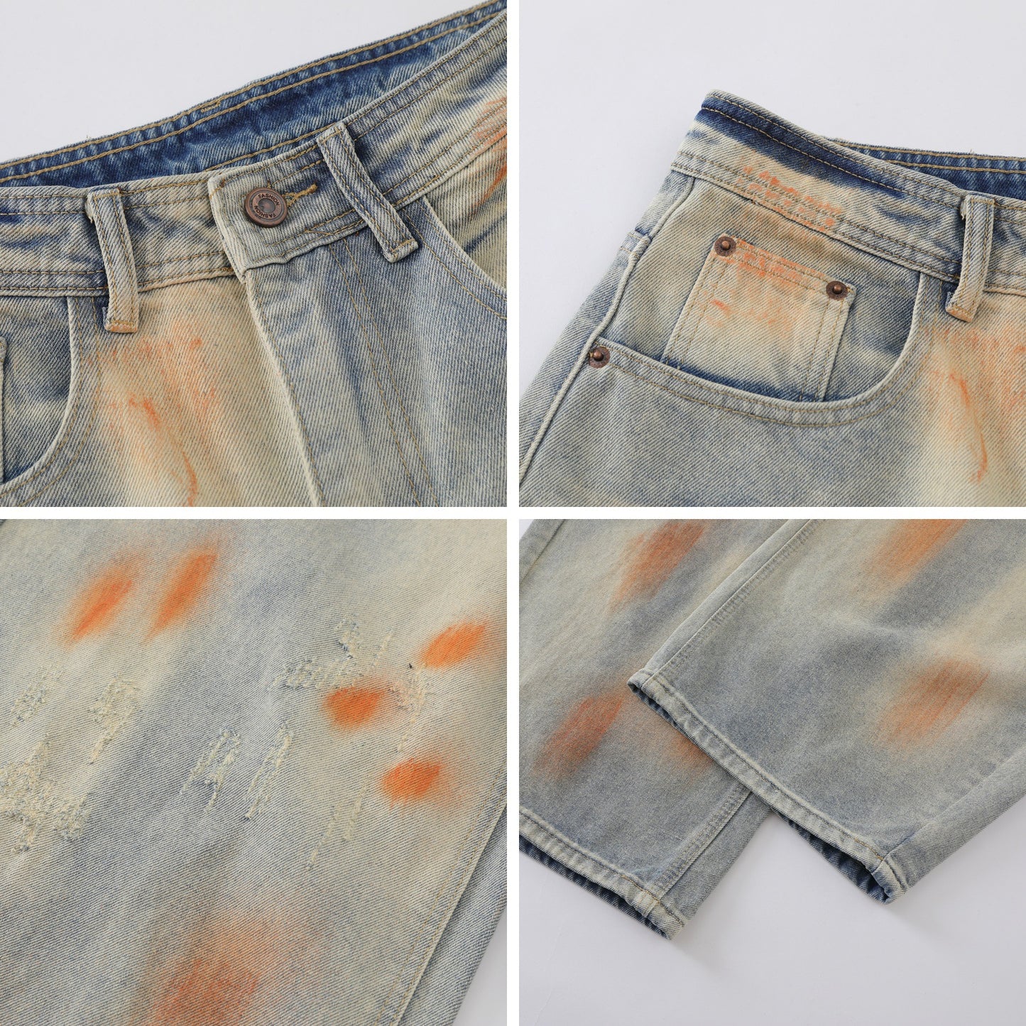 Unisex Retro Distressed Flared Denim Pants