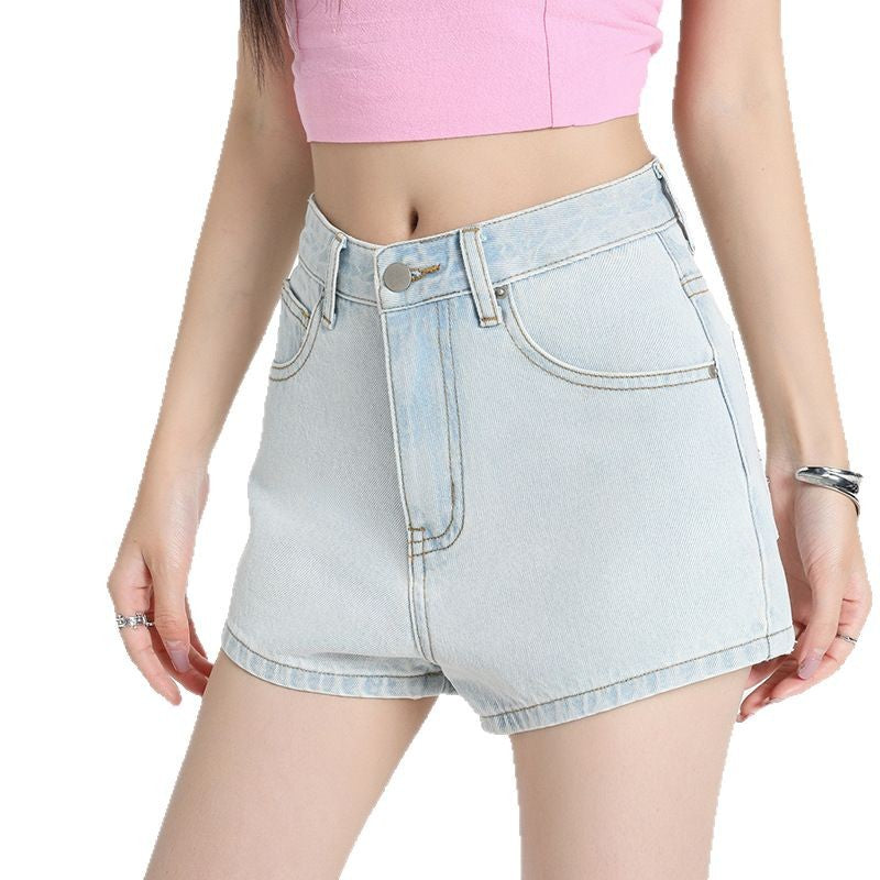Light Blue Denim Super Short Pants for Women - Versatile, Slimming, A-Line Hot Trousers