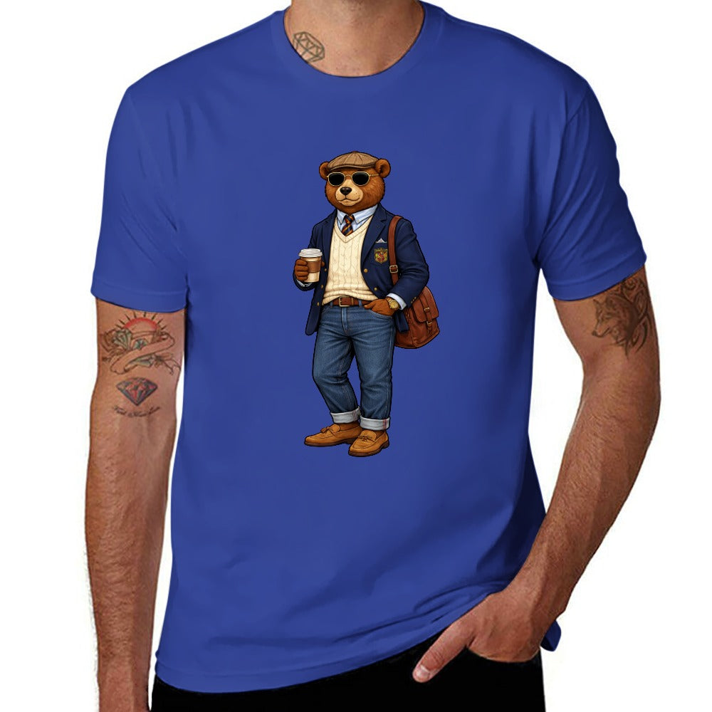 Oxford Denim Bear Men's Short Sleeve T Shirt - Blue