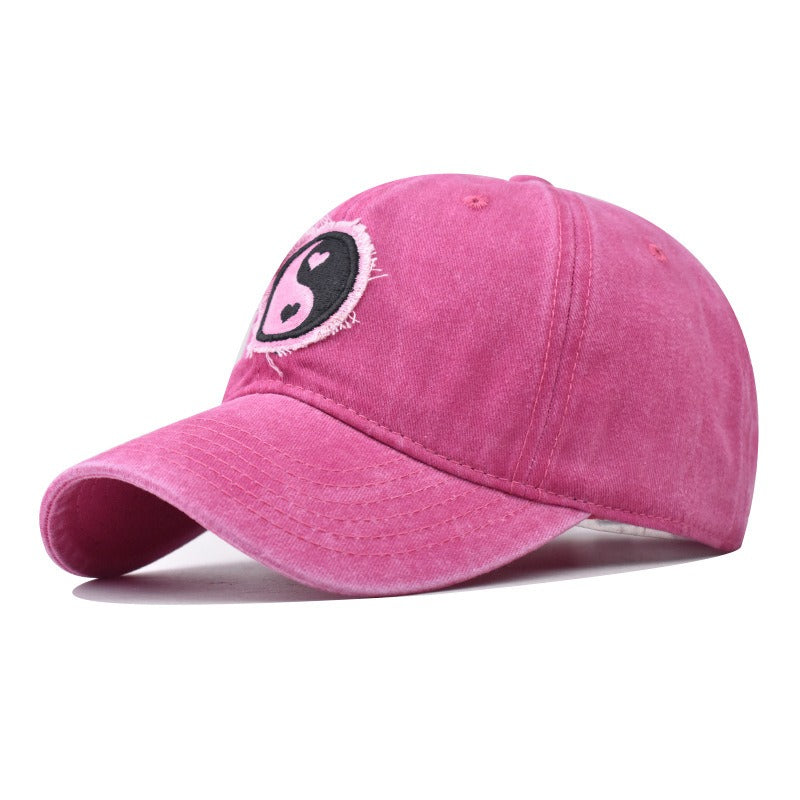 Pure Cotton Washed Embroidered Baseball Cap for Yin And Yang Outdoor Four Season Peaked Cap