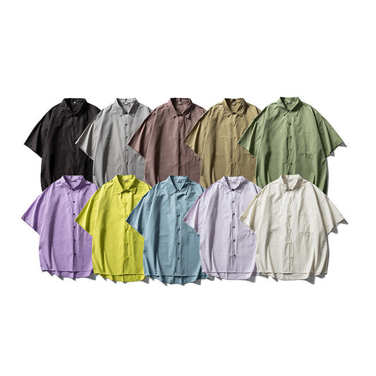 Solid Color Minimalist Short Sleeved Shirt