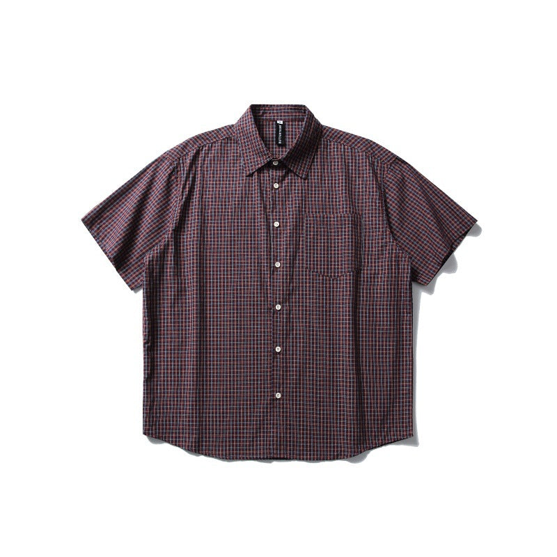 Silhouette Checkered Short Sleeve Shirt for Men and Women