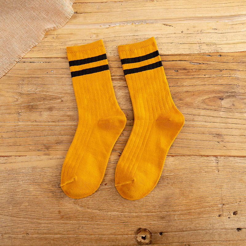 Japanese Cotton Socks - Two Stripe Retro Look