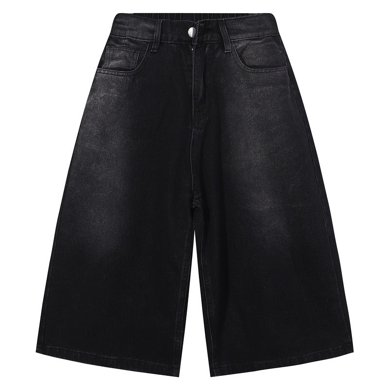 Denim Unisex Summer Straight High Street Loose Wide-leg Pants