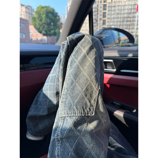 Bent Knife Denim Men's Checkered Micro Pull-Up Slimming Straight Leg Pants