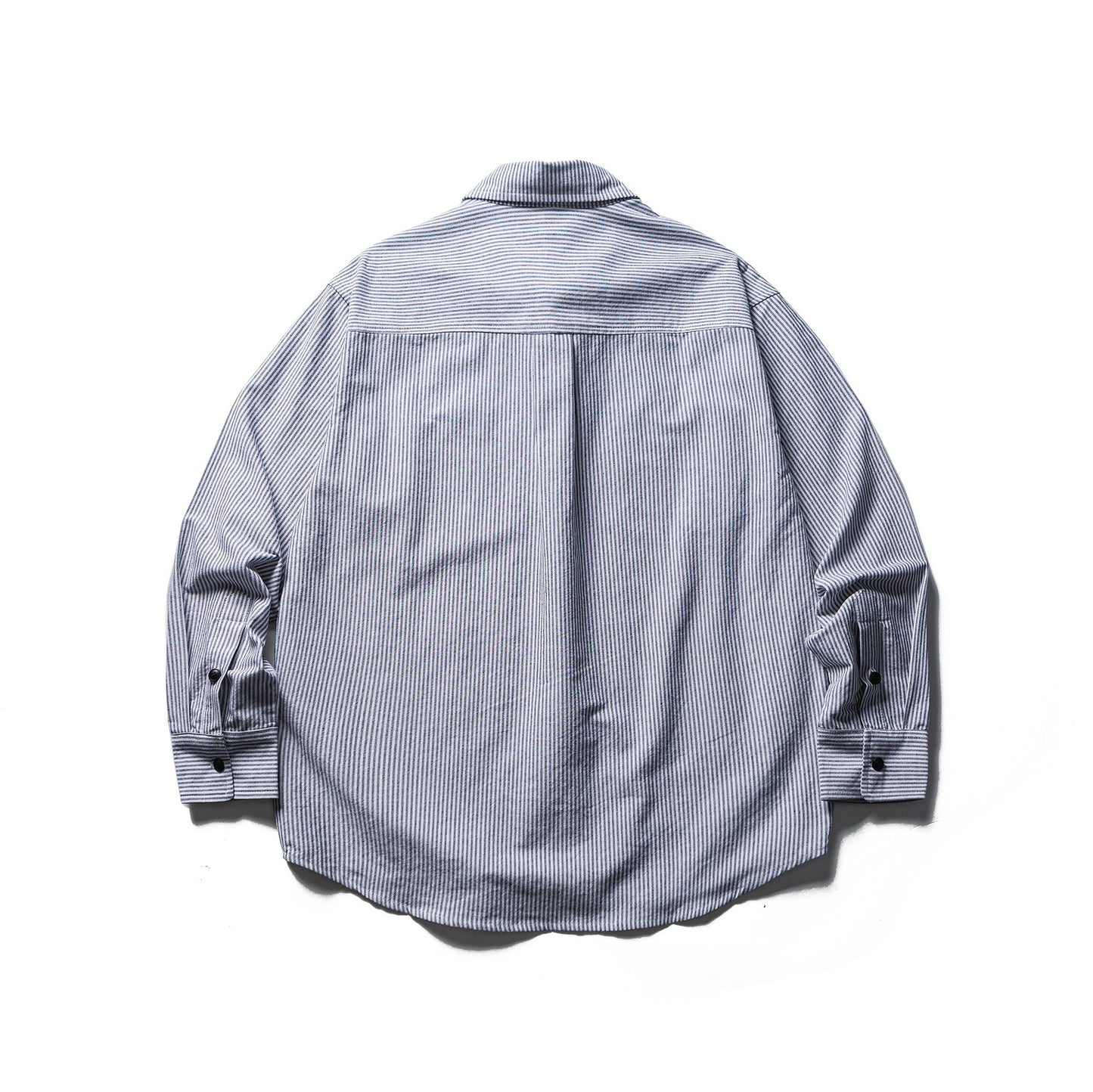 Patch Pocket Striped Long Sleeve Shirt - Loose Casual Versatile Dress Shirt