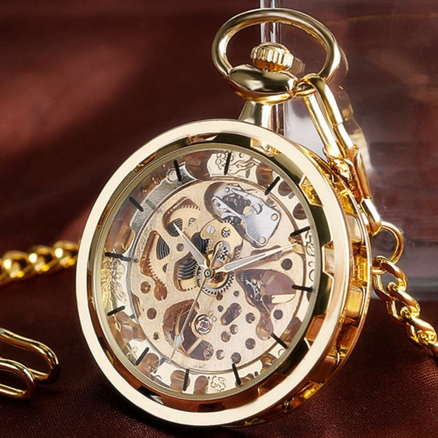 Vintage Steampunk Skeleton Pocket Watch