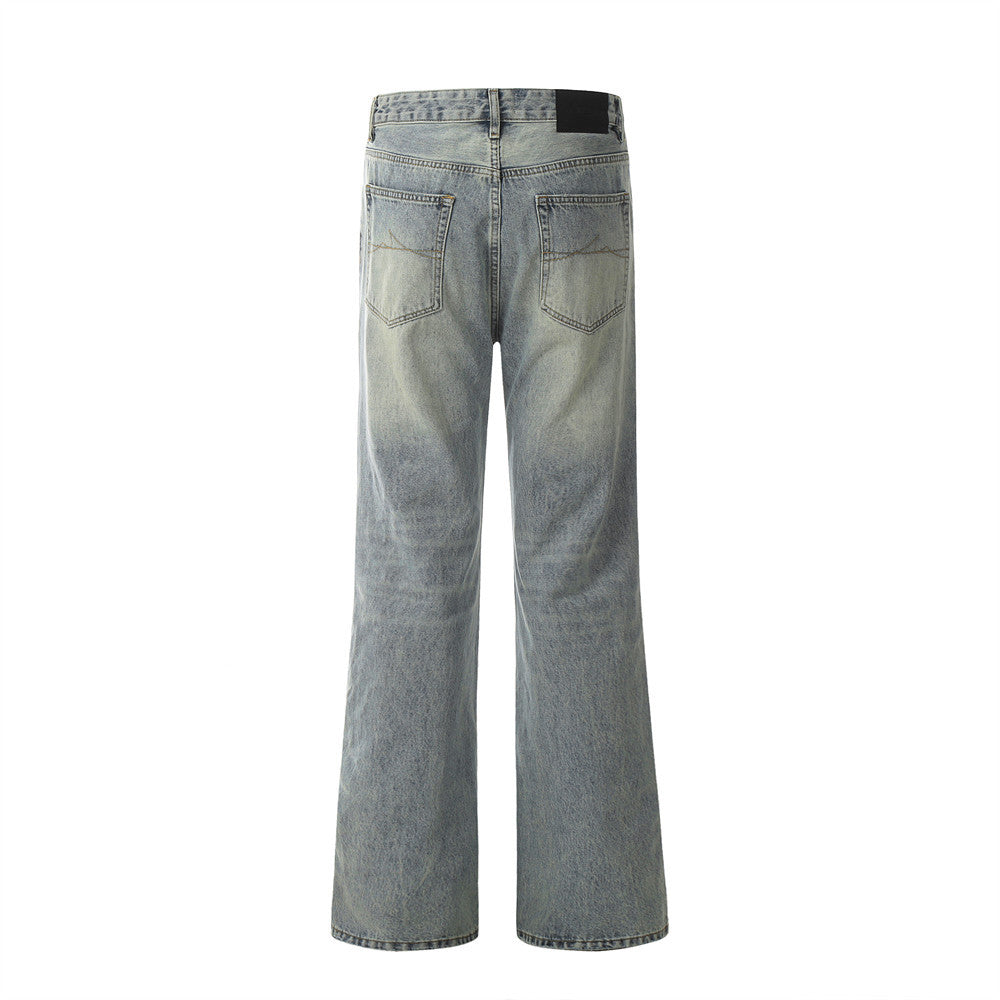Men's Vintage Distressed Denim Flare Pants