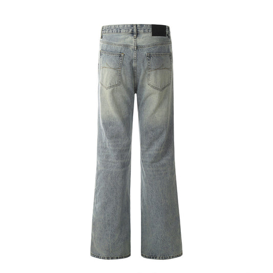 Men's Vintage Distressed Denim Flare Pants
