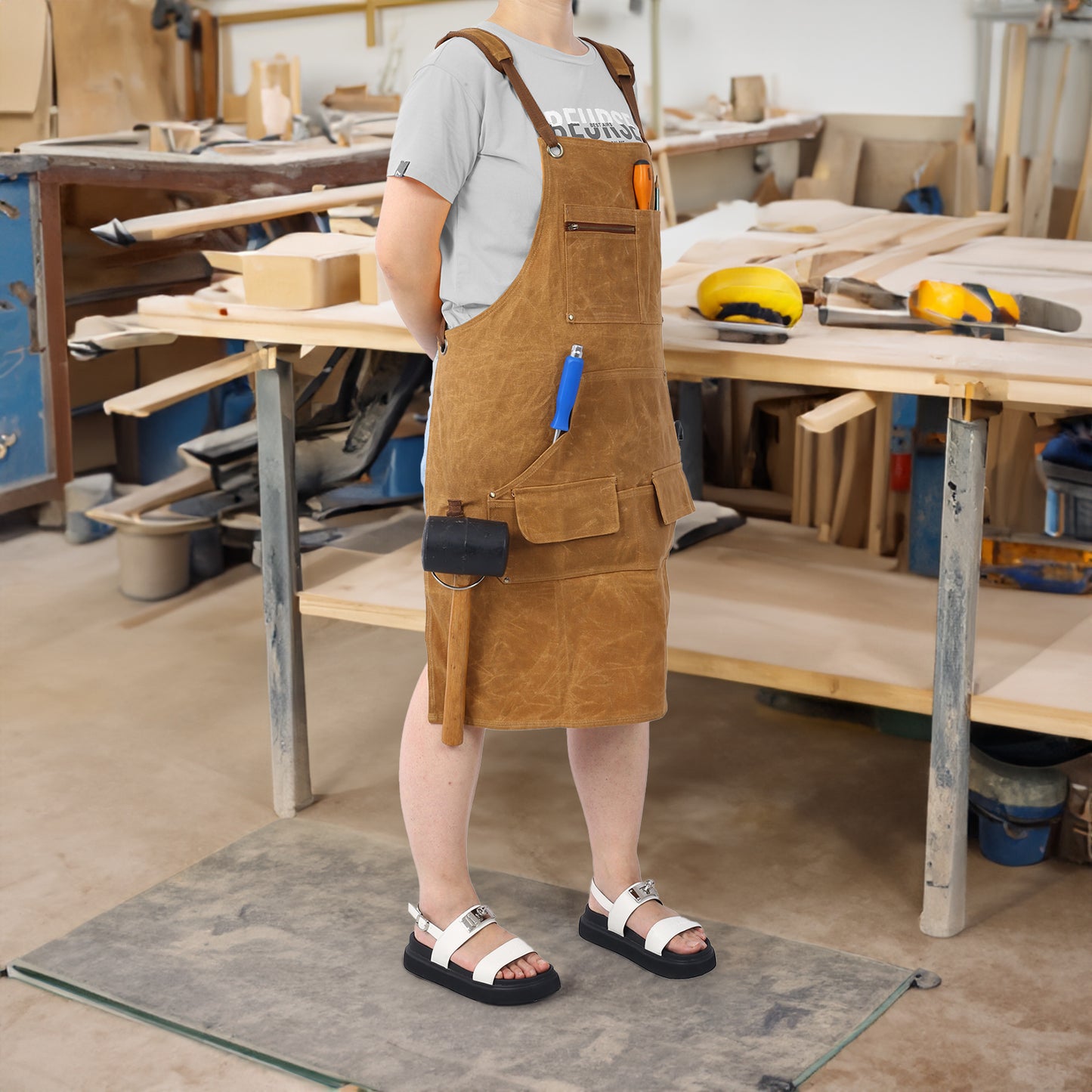 Long Heavy Duty Waxed Canvas Tool Apron