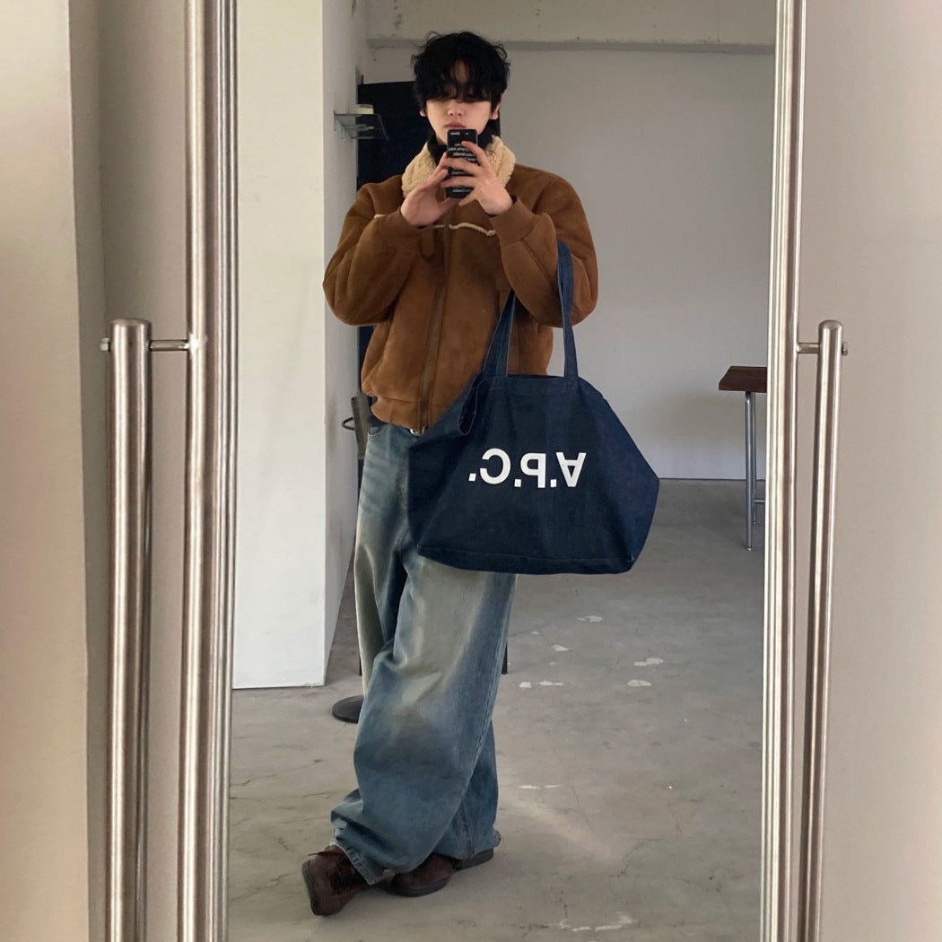 Retro Washed Straight Leg Wide Leg Pants for Men