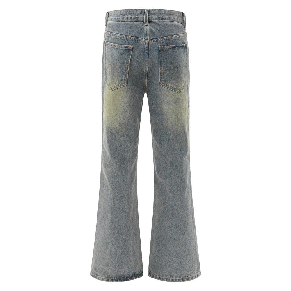 Denim Pants for Women, Tie-Dye Patchwork Flared Fit, Casual Loose Style, Unisex Pants