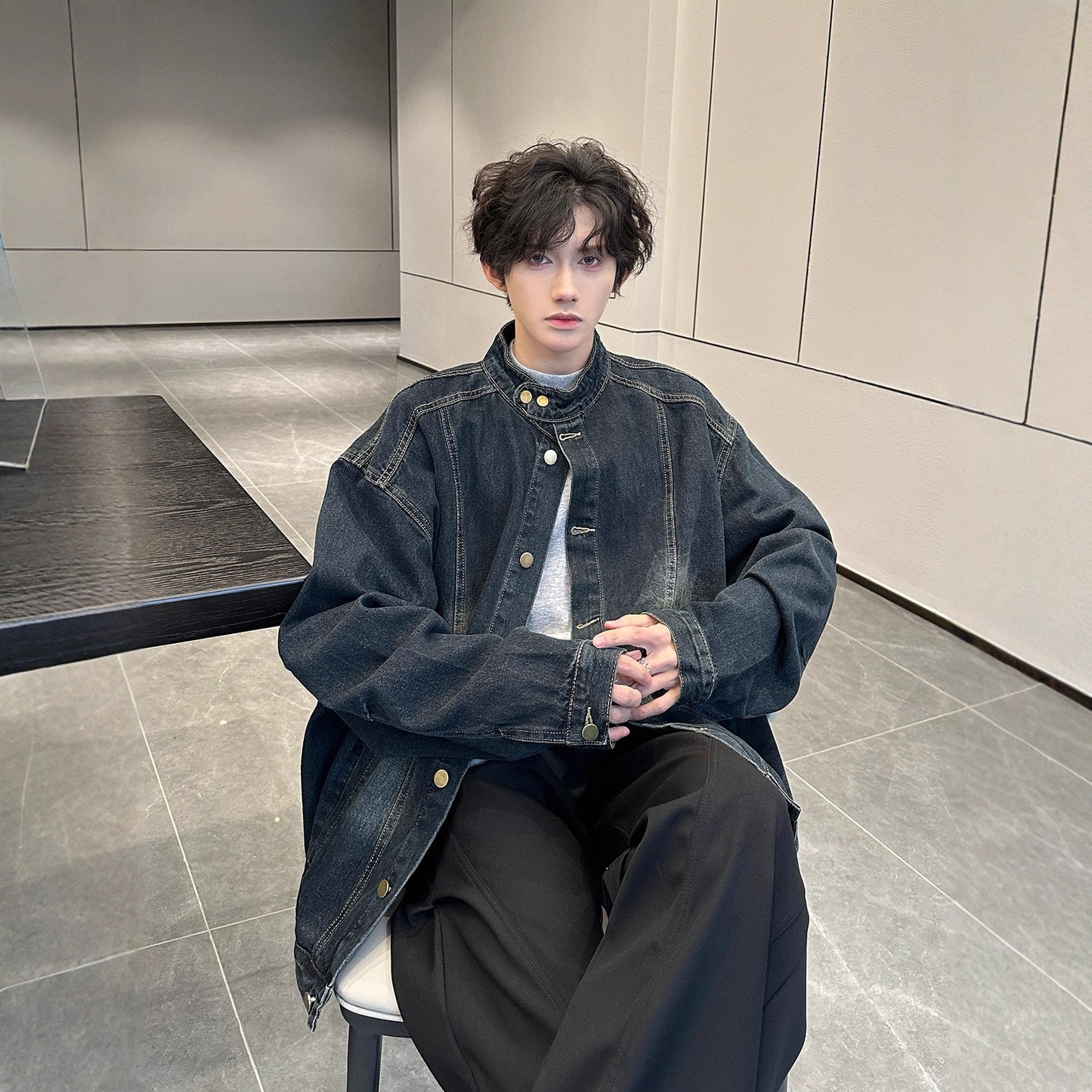 Cleanfit Retro Patchwork Deconstructed Loose Denim Jacket for Men