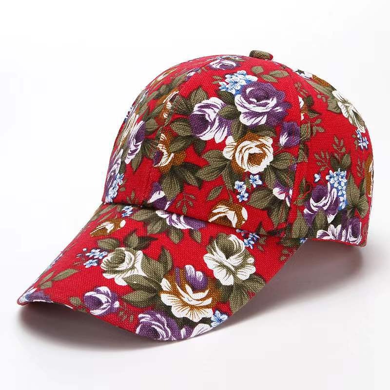 Small Floral Cloth Peony Baseball Cap Duck Bill Hat