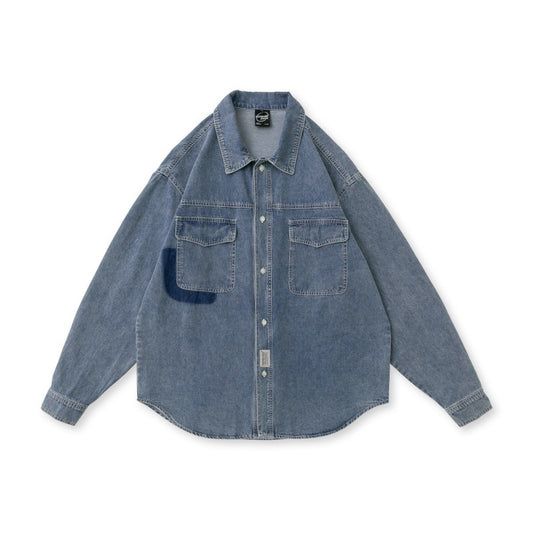 Vintage Washed Denim Loose Fitting Shirts for Men and Women