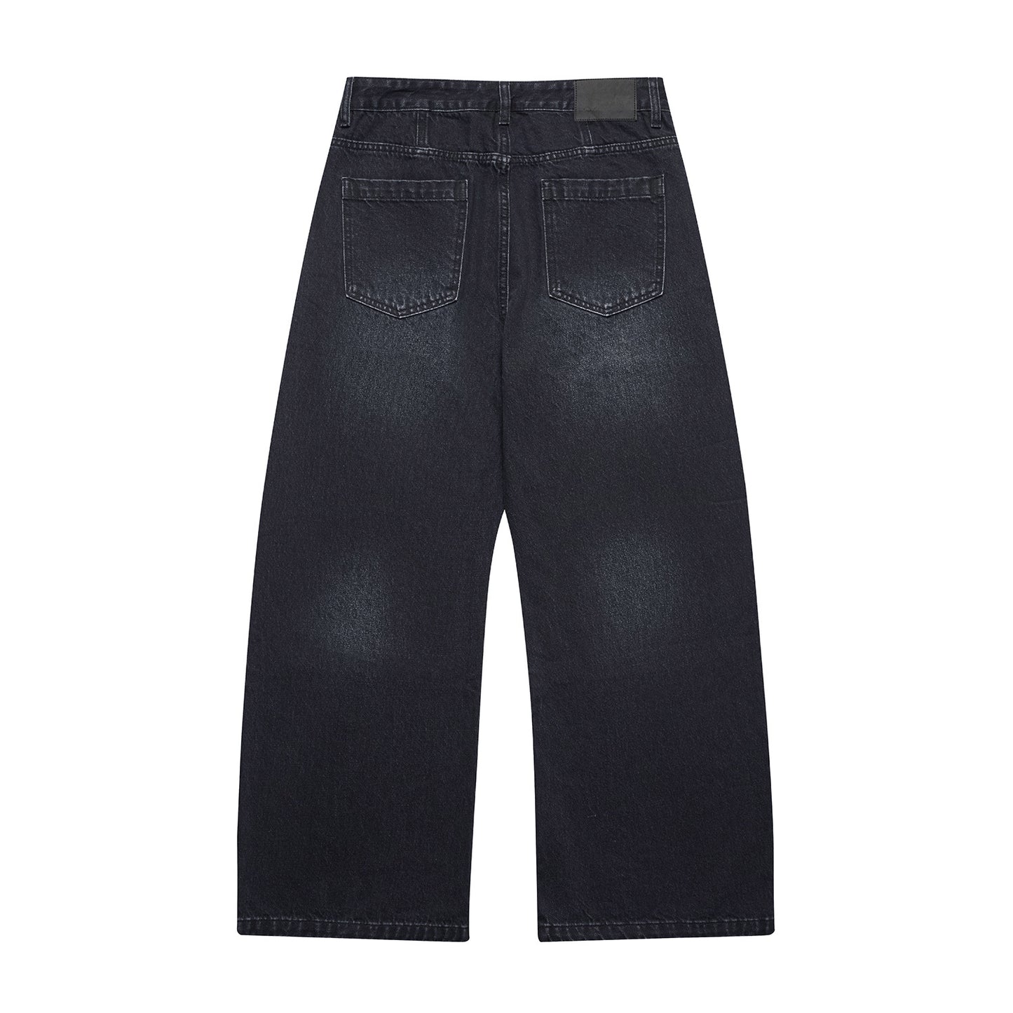 Washed Distressed Wide-Leg Straight Leg Denim Pants - Premium Japanese Denim