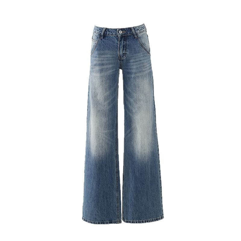 Women's Low Waist Loose Straight Leg Denim Pants