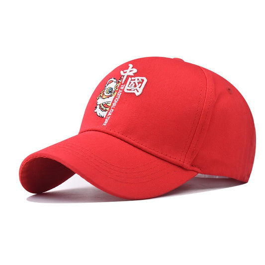 Nian Beast Baseball Cap with High-Density Boutique Embroidery Featuring Chinese Style Lion Design