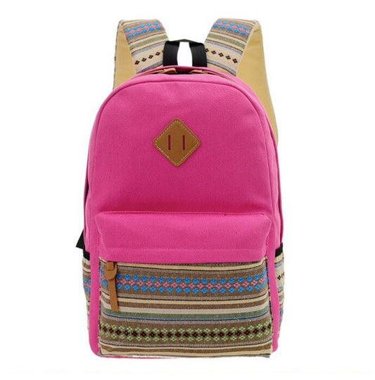 Canvas Backpack Durable School Bag With Metal Accents