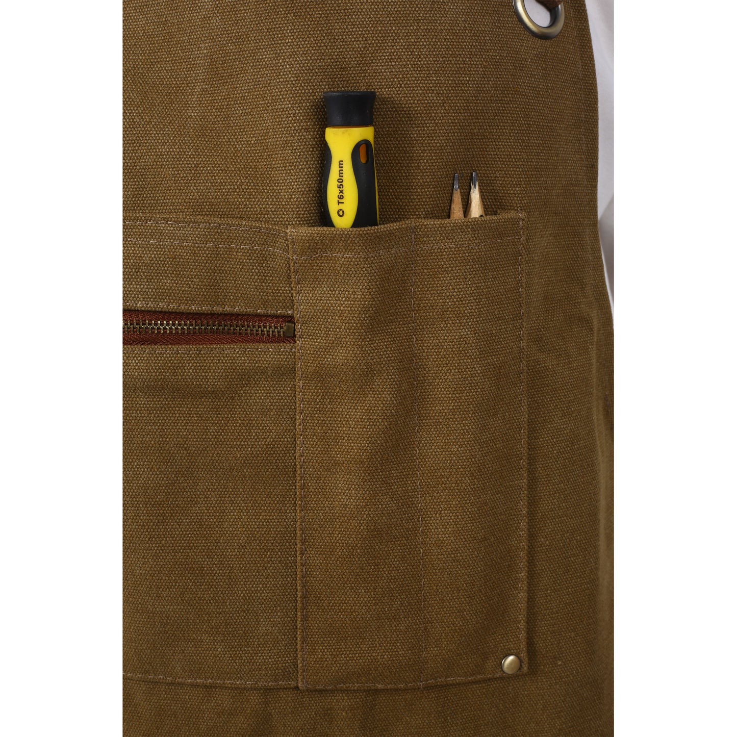 Long Heavy Duty Canvas Tool Apron, Fully Adjustable Carpenter Apron