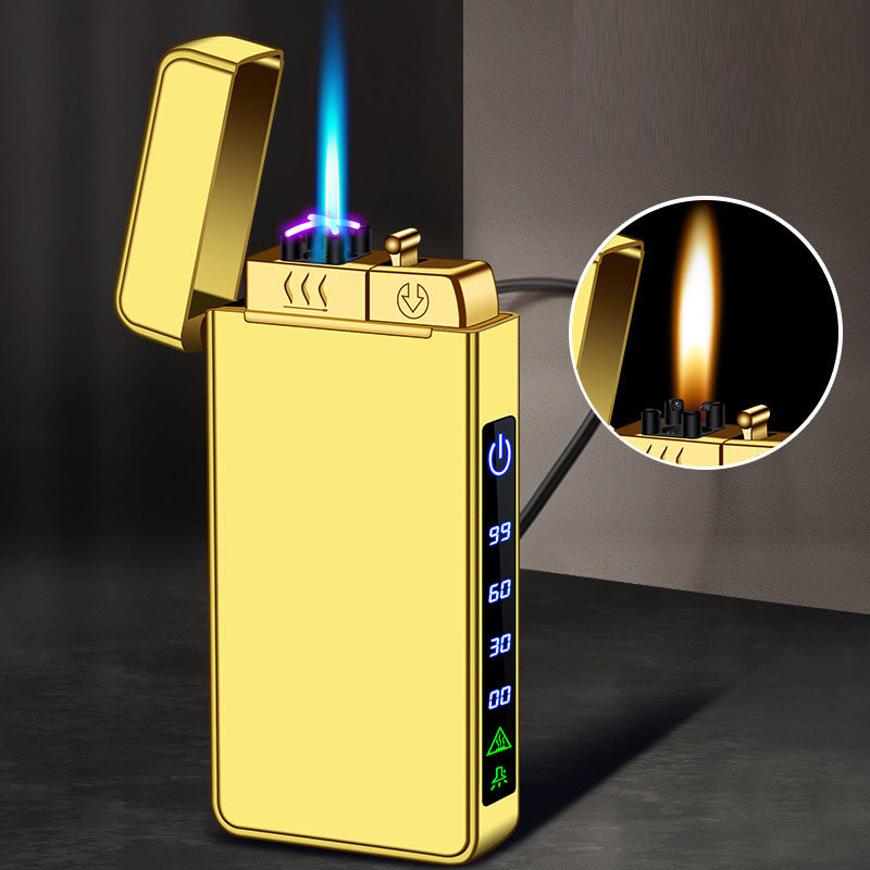 Gas-Electric Triple-Flame Metal Windproof Rechargeable Lighter