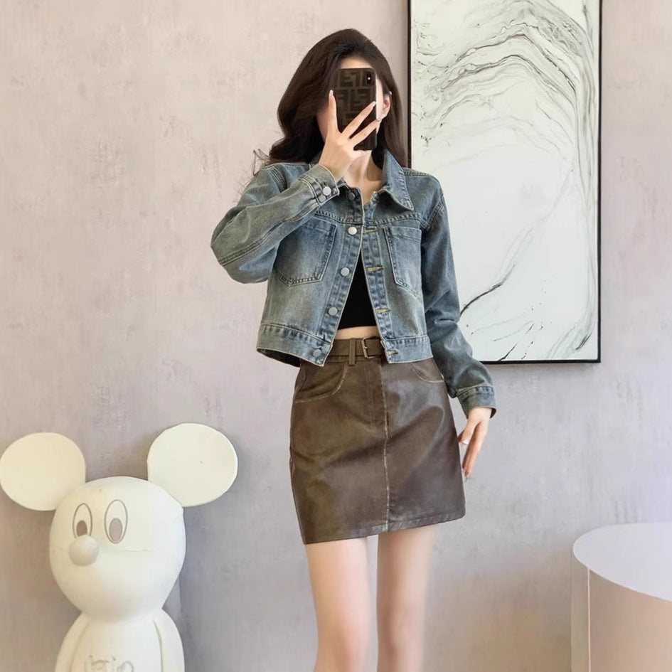 Short Denim Jacket for Women - Versatile Casual Loose Fit