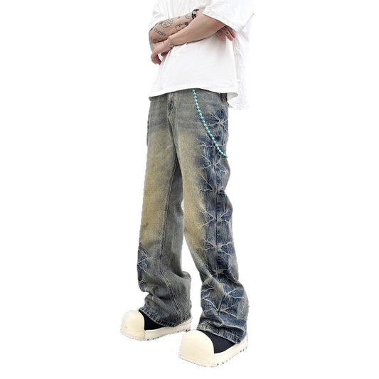Straight Tube Micro Flared Casual Denim Pants for Men
