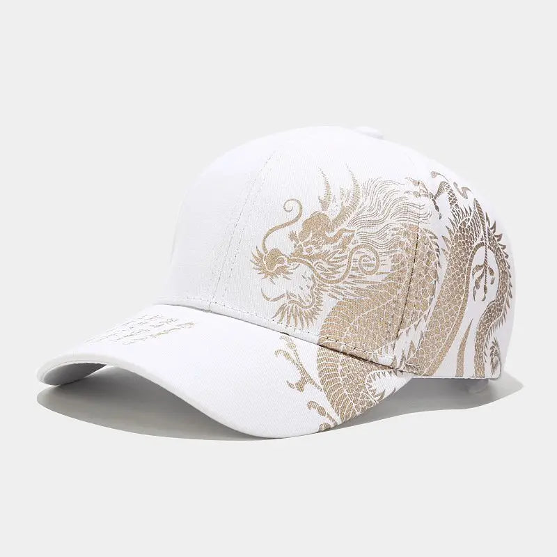 Chinese Dragon Print Duck Brim Cap