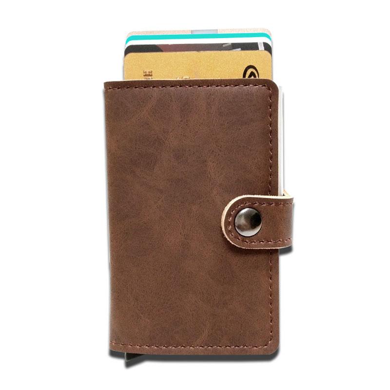 RFID Protected Vintage Automatic Leather Credit Card Holder for Men