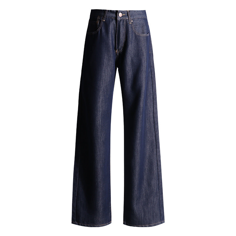 Women's Straight Leg Denim Trousers - Classic Versatile Floor-Length Pants