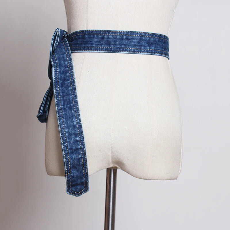 Women's Blue Denim Pocket Purse Belt