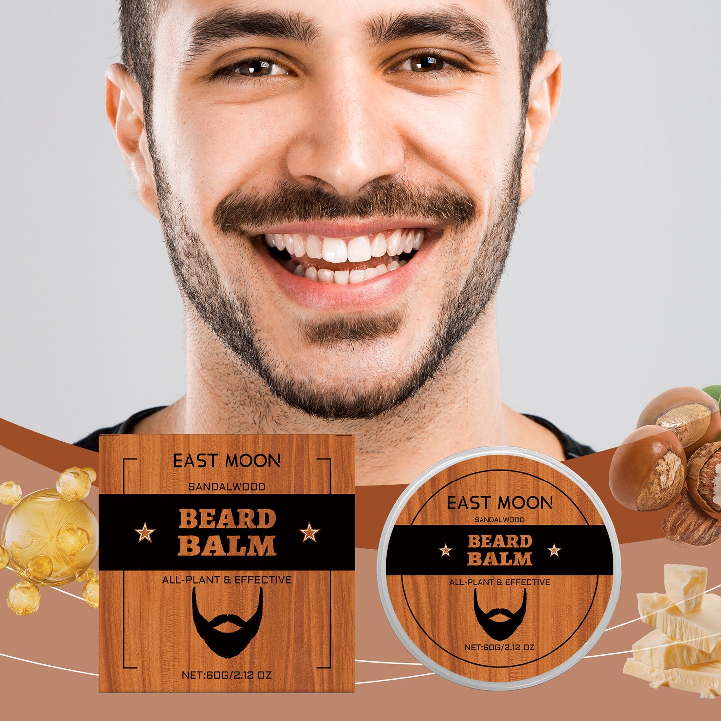 Men's Sandalwood Beard Care Cream With Beeswax And Vitamin E