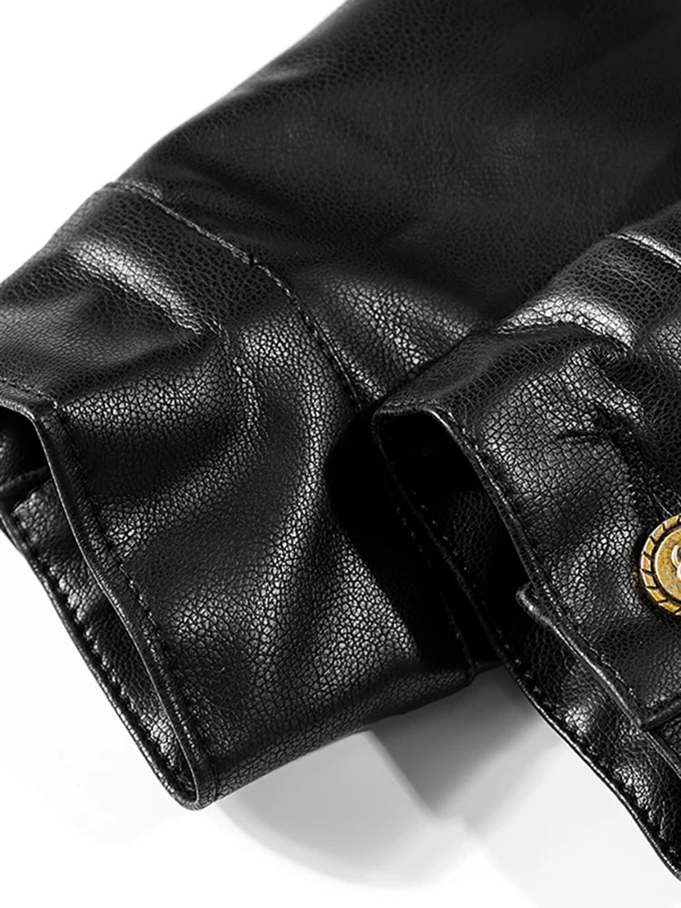 Asymmetric Denim Biker Jacket for Women with Patchwork and PU Leather