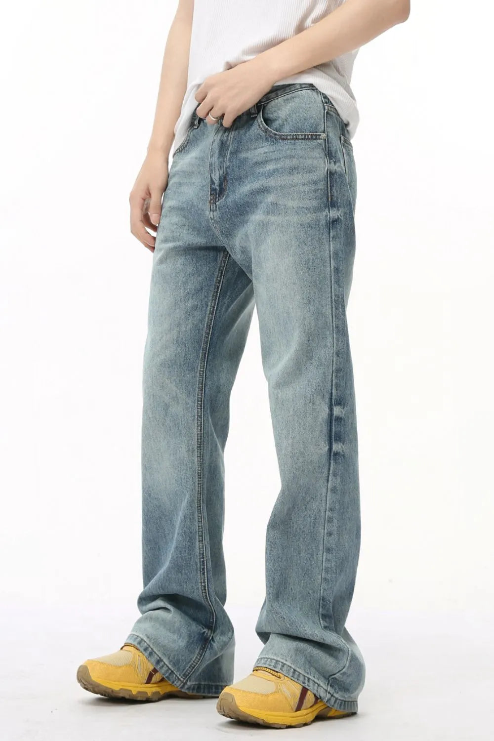 Washed High Rise Bootcut Jeans