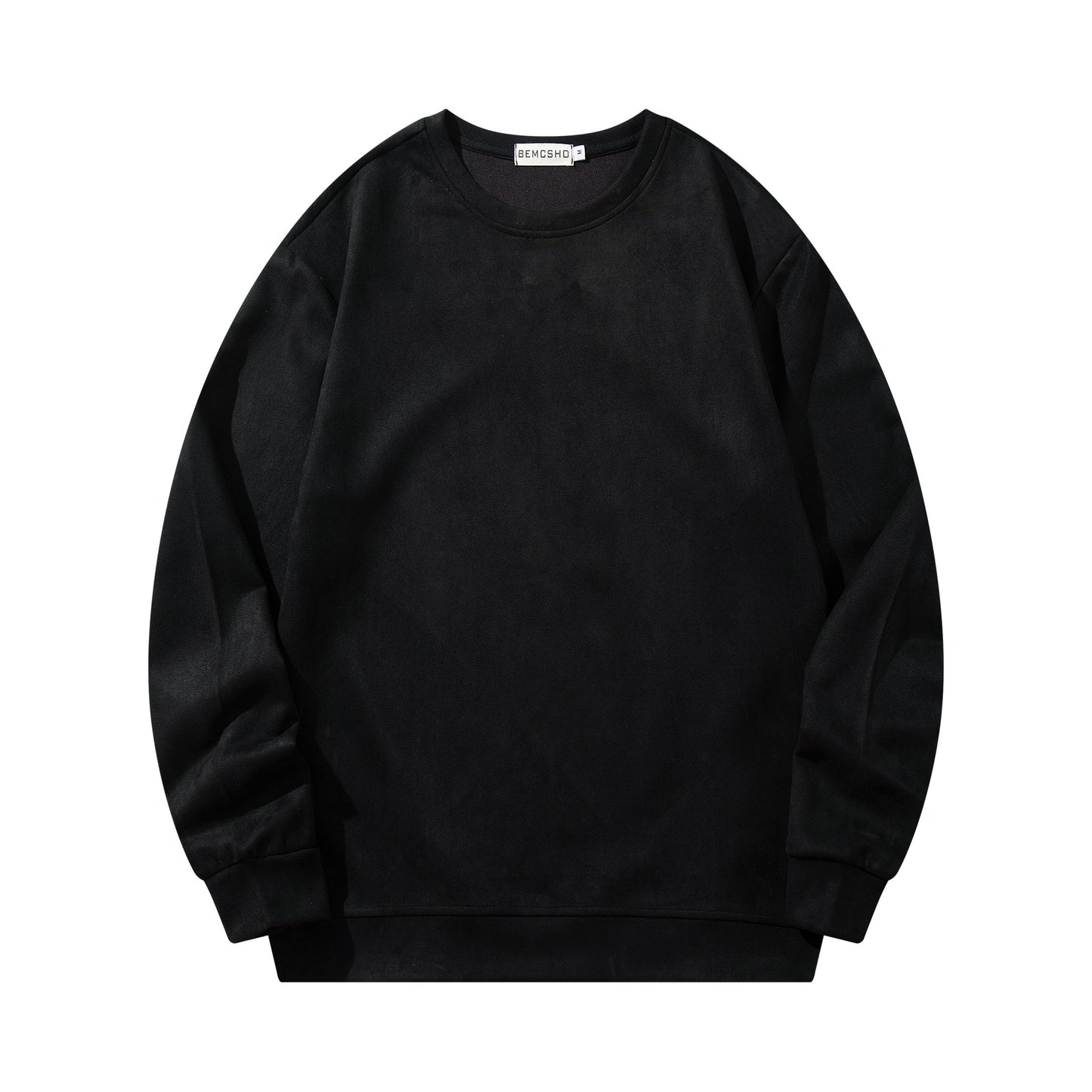 Suede Hoodie Round Neck Loose Fit Shirt for Men