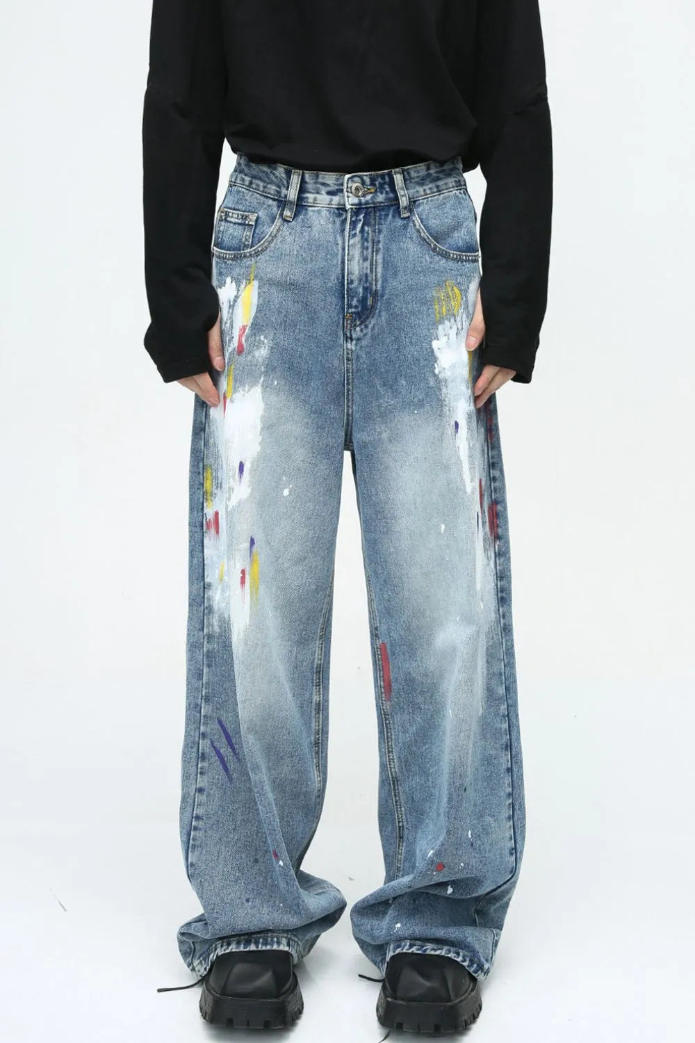 Premium Painting Jeans with Pockets - Japanese Denim