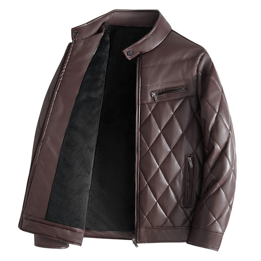 Leather Cotton Jacket Velvet and Thick Leather Cotton Jacket, Youth Motorcycle Version