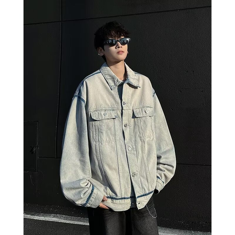 Men's Loose and Versatile Workwear Denim Jacket
