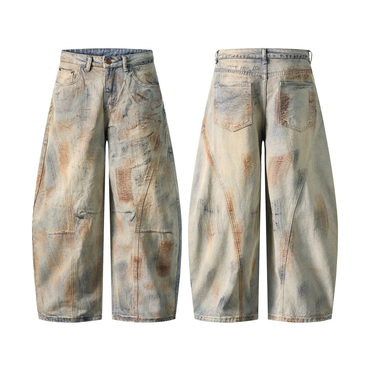 Washed Distressed Denim Long Pants - Premium Japanese Craftsmanship