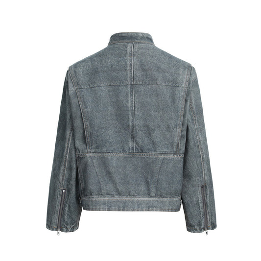 Vintage Look Denim Collar Jacket