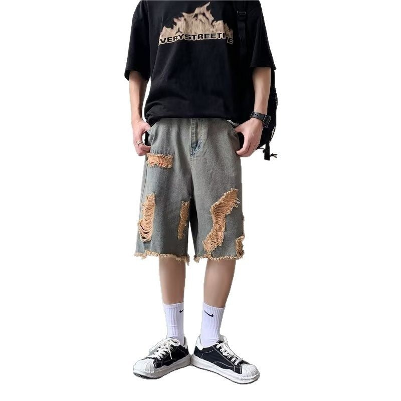 Men's Summer Washed Distressed Denim Shorts