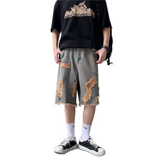 Men's Summer Washed Distressed Denim Shorts