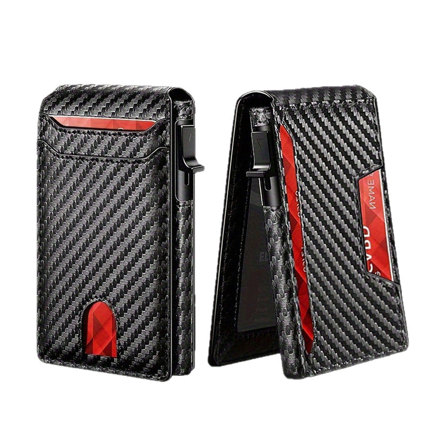 Carbon Fiber Patterned Men's Wallet - Anti-Theft, Two-Fold Design