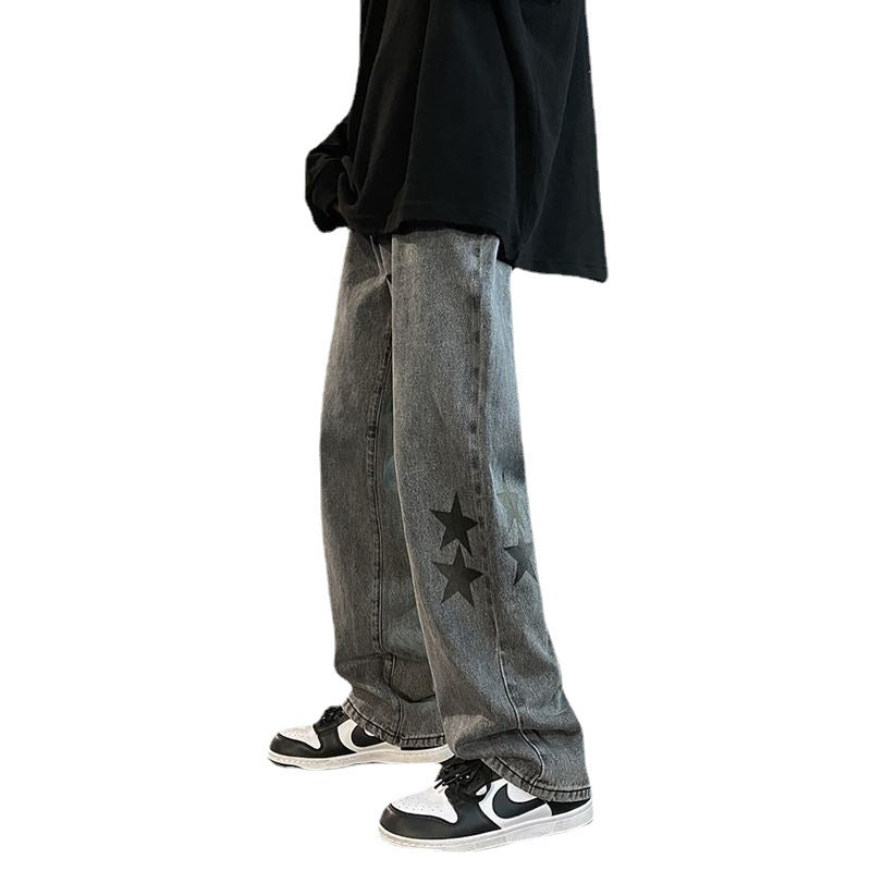 Pentagram Smoke Gray Jeans - Men's Loose Straight Leg Pants